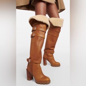 NEW Christian Louboutin Brodeback Lug Botta Alta Size 42 OTK Shearling Lined